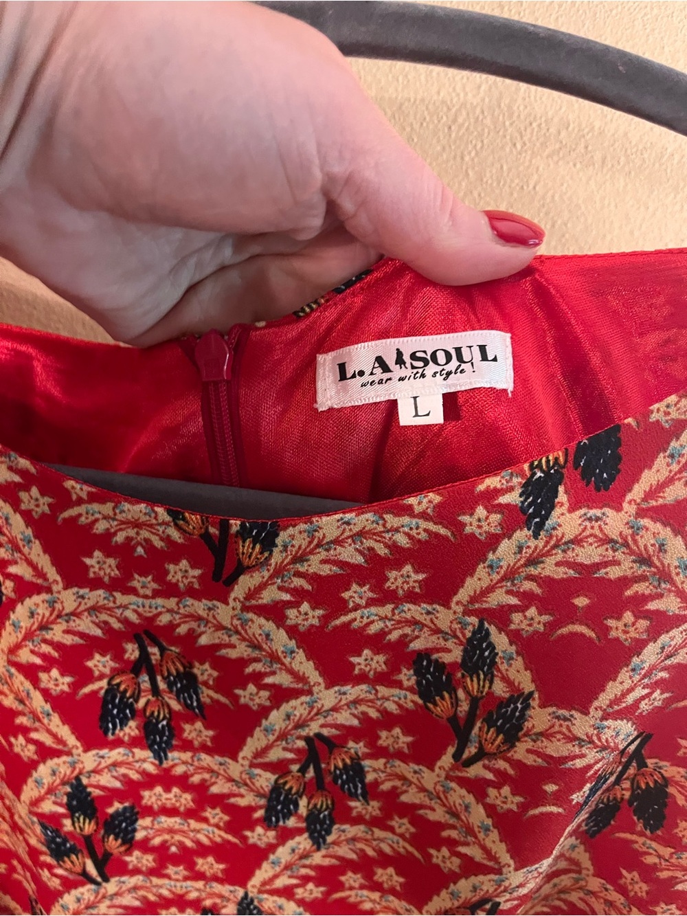 Red Patterned Sleeveless Mini Dress - Picture 3 of 3